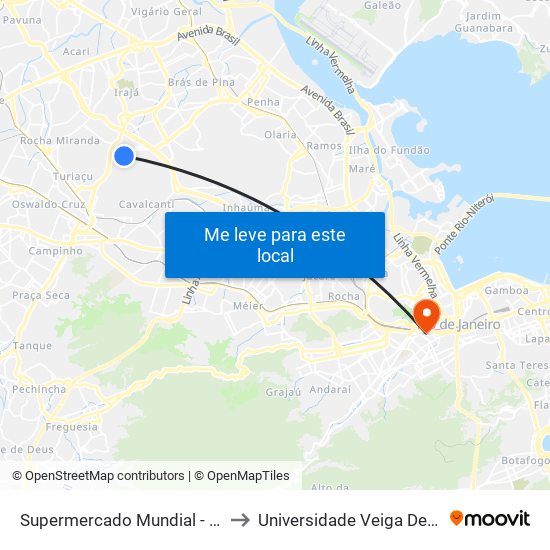 Supermercado Mundial - Vaz Lobo to Universidade Veiga De Almeida map