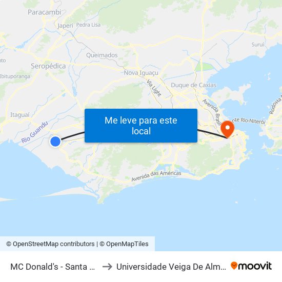 MC Donald's - Santa Cruz to Universidade Veiga De Almeida map