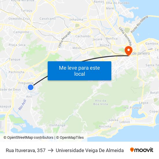 Rua Ituverava, 357 to Universidade Veiga De Almeida map
