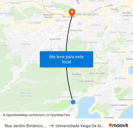 Rua Jardim Botânico, 728 to Universidade Veiga De Almeida map