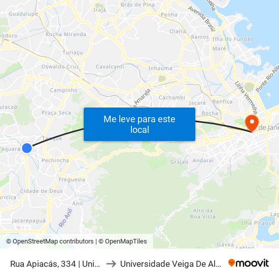 Rua Apiacás, 334 | Unisuam to Universidade Veiga De Almeida map