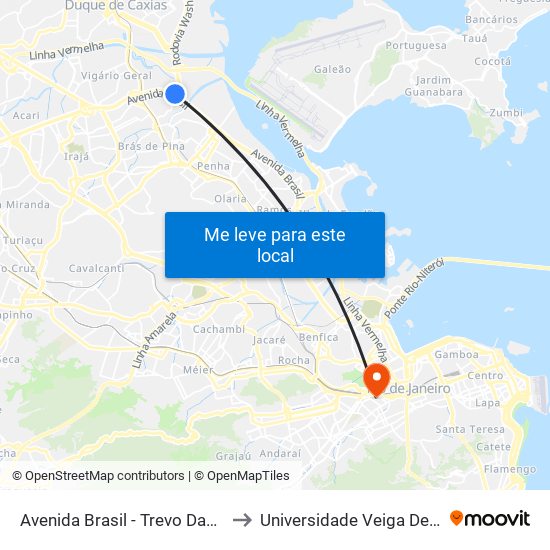 Avenida Brasil - Trevo Das Missões to Universidade Veiga De Almeida map