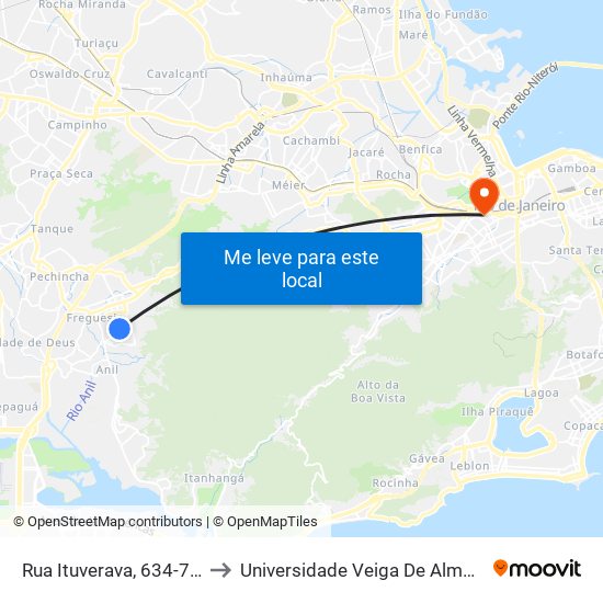 Rua Ituverava, 634-702 to Universidade Veiga De Almeida map