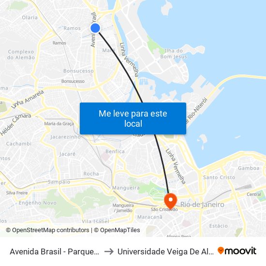 Avenida Brasil - Parque União to Universidade Veiga De Almeida map