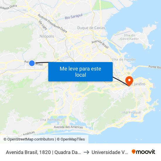 Avenida Brasil, 1820 | Quadra Da Mocidade (Sentido Deodoro) to Universidade Veiga De Almeida map
