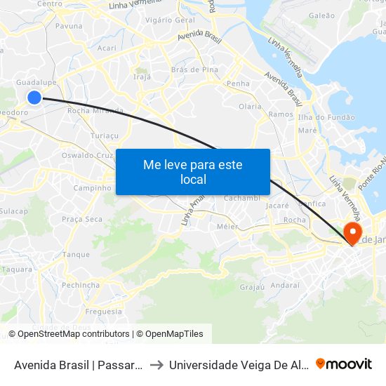 Avenida Brasil | Passarela 31 to Universidade Veiga De Almeida map