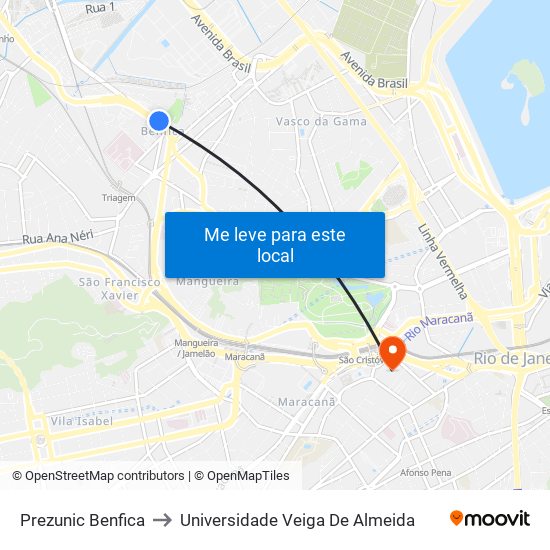 Prezunic Benfica to Universidade Veiga De Almeida map