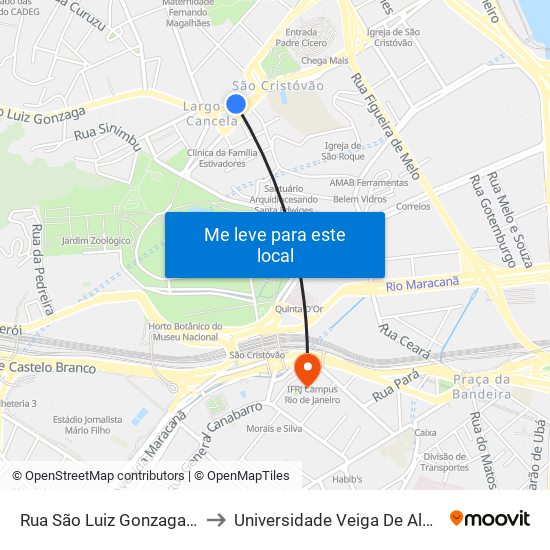 Rua São Luiz Gonzaga, 118 to Universidade Veiga De Almeida map