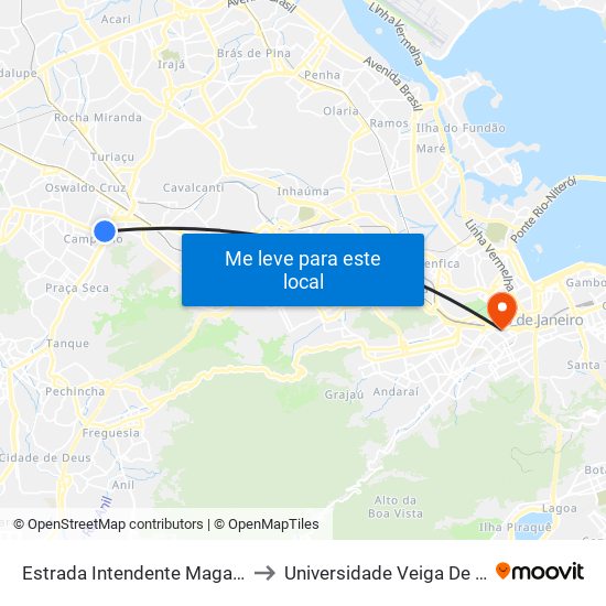 Estrada Intendente Magalhães, 69 to Universidade Veiga De Almeida map