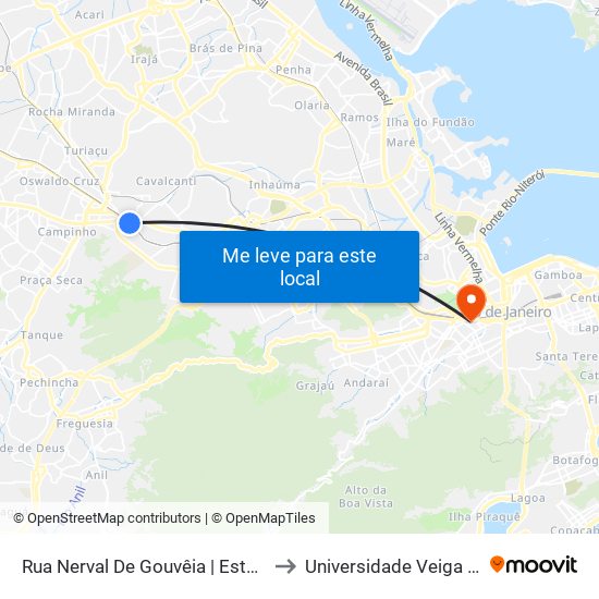 Rua Nerval De Gouvêia | Estação Cascadura to Universidade Veiga De Almeida map