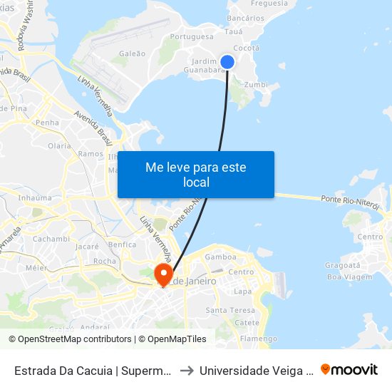 Estrada Da Cacuia | Supermercado Mundial to Universidade Veiga De Almeida map