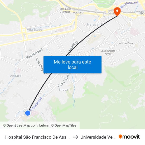 Hospital São Francisco De Assis Na Providência De Deus to Universidade Veiga De Almeida map