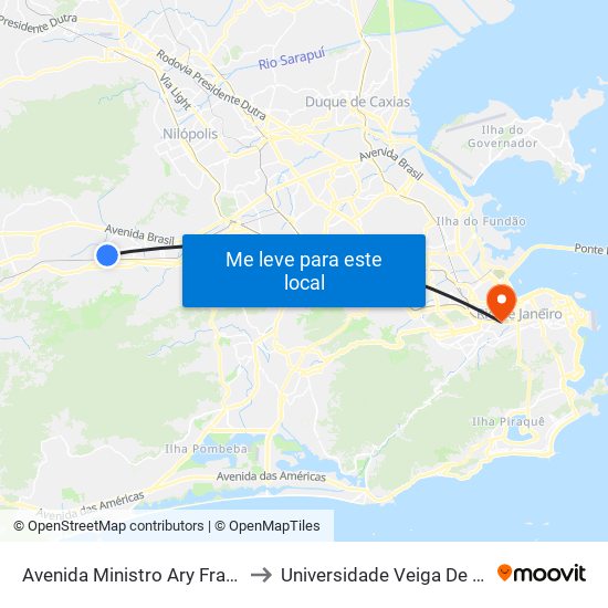 Avenida Ministro Ary Franco, 227 to Universidade Veiga De Almeida map