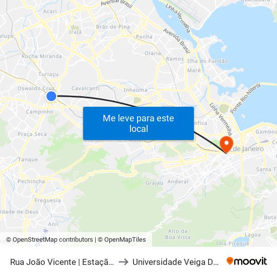 Rua João Vicente | Estação De Trem to Universidade Veiga De Almeida map