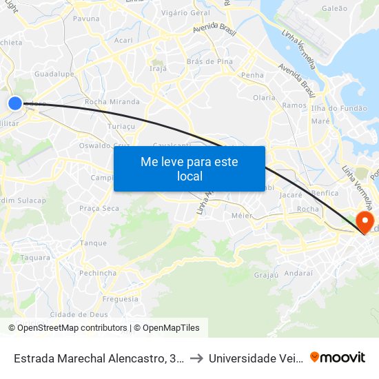 Estrada Marechal Alencastro, 38 | Conjunto Promorar 2 to Universidade Veiga De Almeida map