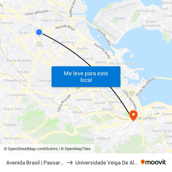 Avenida Brasil | Passarela 23 to Universidade Veiga De Almeida map