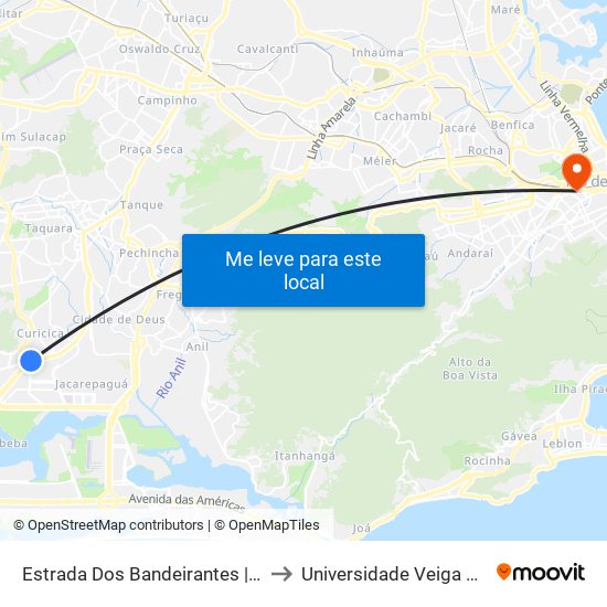 Estrada Dos Bandeirantes | BRT Curicica to Universidade Veiga De Almeida map