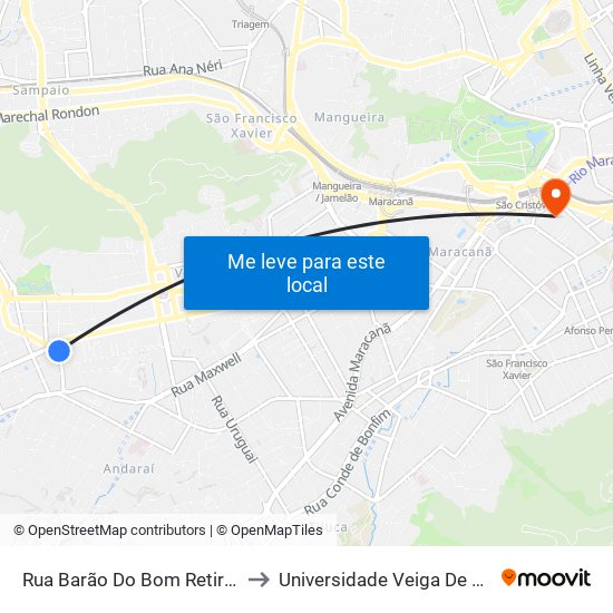 Rua Barão Do Bom Retiro, 2471 to Universidade Veiga De Almeida map