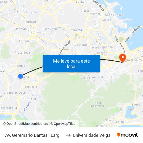 Av. Geremário Dantas | Largo Do Pechincha to Universidade Veiga De Almeida map