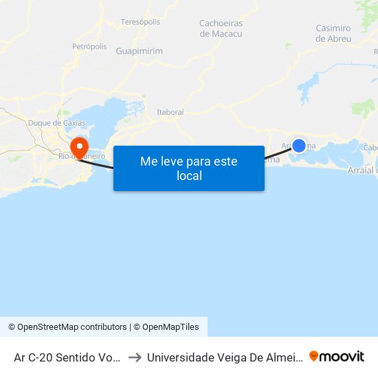 Ar C-20 Sentido Volta to Universidade Veiga De Almeida map
