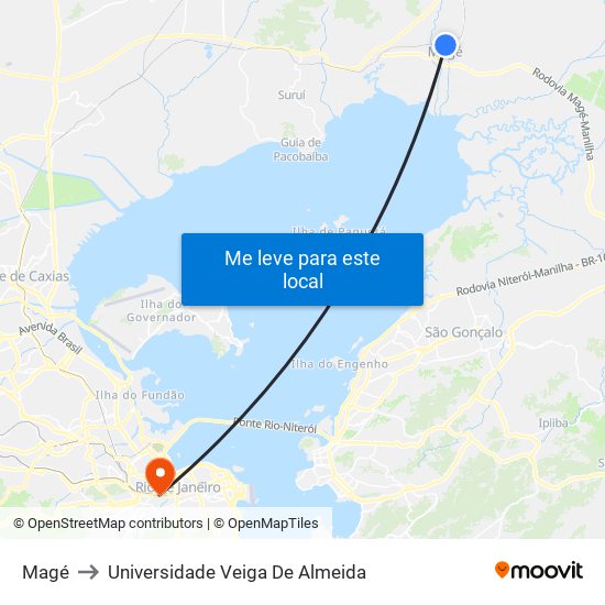 Magé to Universidade Veiga De Almeida map