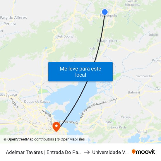 Adelmar Taváres | Entrada Do Parque Do Imbuí (Sentido Centro) to Universidade Veiga De Almeida map