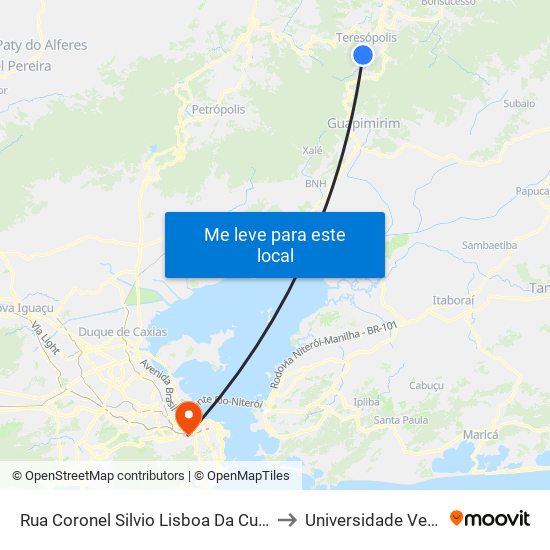 Rua Coronel Silvio Lisboa Da Cunha, 306 (Sentido Centro) to Universidade Veiga De Almeida map