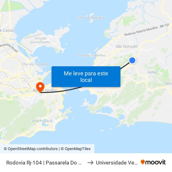 Rodovia Rj-104 | Passarela Do Colubandê - Sentido Niterói to Universidade Veiga De Almeida map