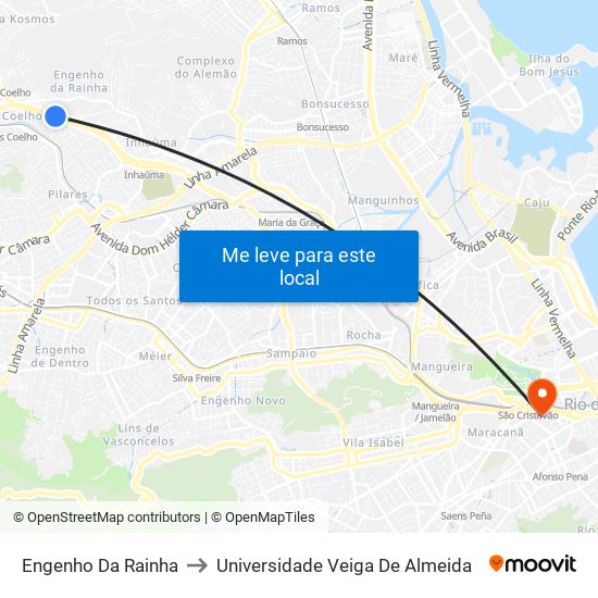 Engenho Da Rainha to Universidade Veiga De Almeida map