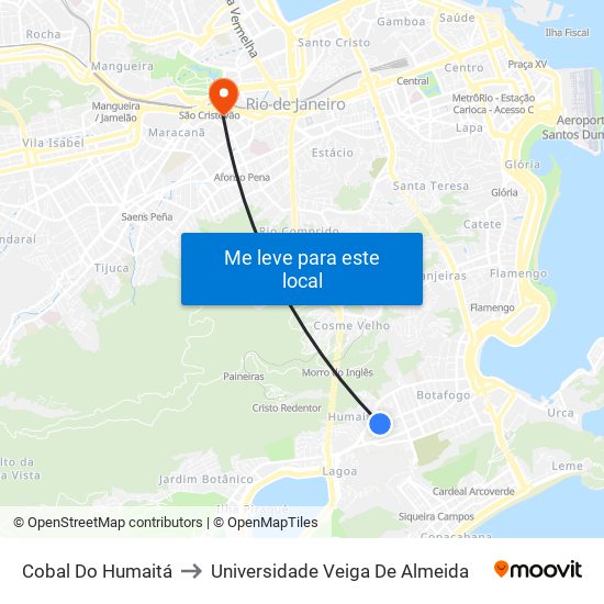Cobal Do Humaitá to Universidade Veiga De Almeida map