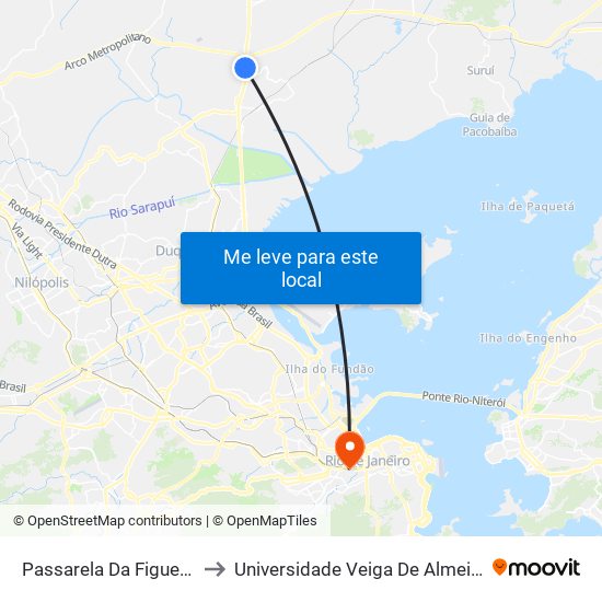 Passarela Da Figueira to Universidade Veiga De Almeida map