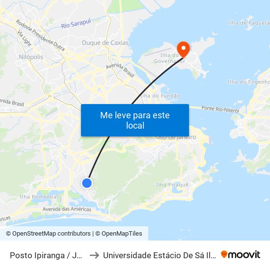 Posto Ipiranga / Jardim Clarice to Universidade Estácio De Sá Ilha Do Governador map