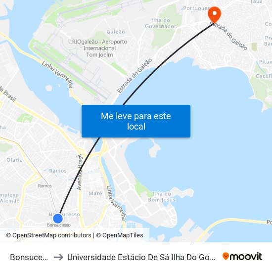 Bonsucesso to Universidade Estácio De Sá Ilha Do Governador map