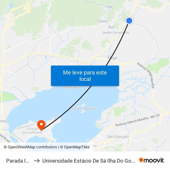 Parada Ideal to Universidade Estácio De Sá Ilha Do Governador map