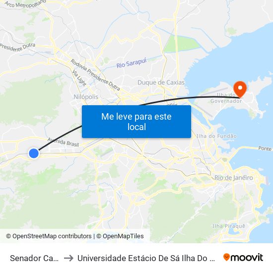 Senador Camará to Universidade Estácio De Sá Ilha Do Governador map