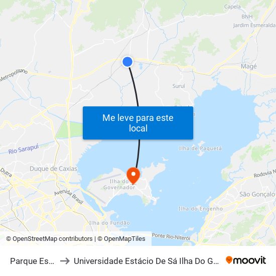Parque Estrela to Universidade Estácio De Sá Ilha Do Governador map