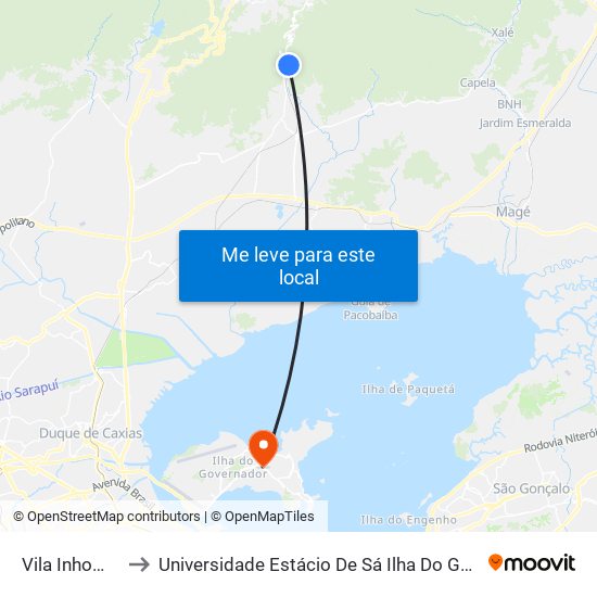 Vila Inhomirim to Universidade Estácio De Sá Ilha Do Governador map