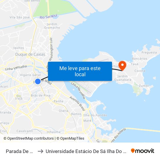Parada De Lucas to Universidade Estácio De Sá Ilha Do Governador map