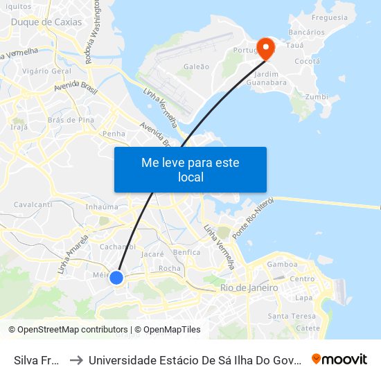 Silva Freire to Universidade Estácio De Sá Ilha Do Governador map