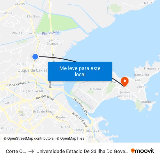 Corte Oito to Universidade Estácio De Sá Ilha Do Governador map