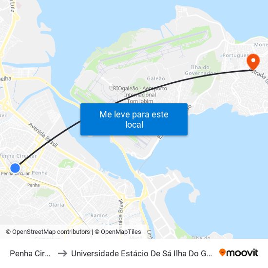 Penha Circular to Universidade Estácio De Sá Ilha Do Governador map