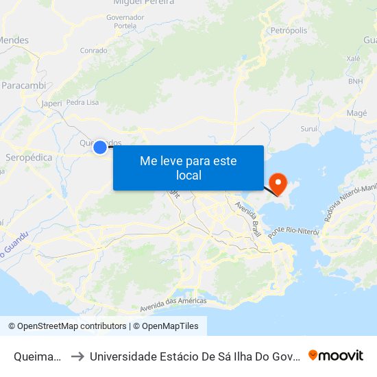 Queimados to Universidade Estácio De Sá Ilha Do Governador map