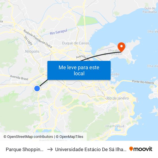Parque Shopping Sulacap to Universidade Estácio De Sá Ilha Do Governador map
