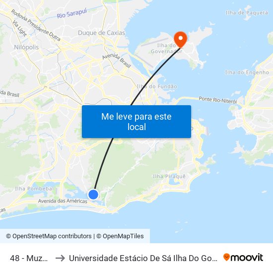 48 - Muzema to Universidade Estácio De Sá Ilha Do Governador map