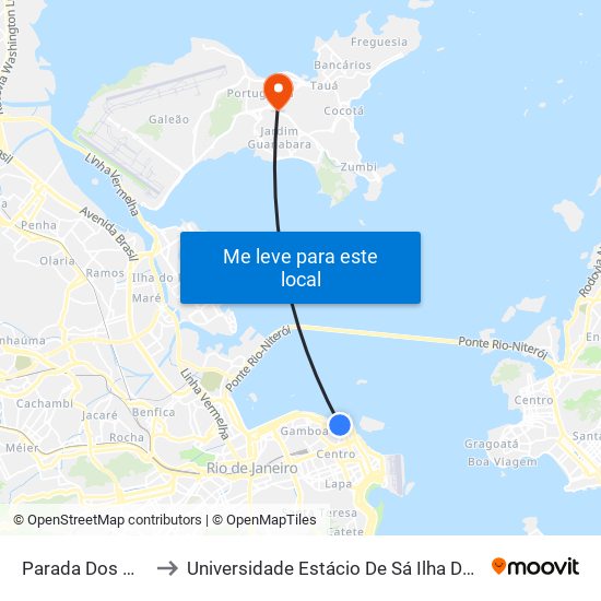 Parada Dos Museus to Universidade Estácio De Sá Ilha Do Governador map