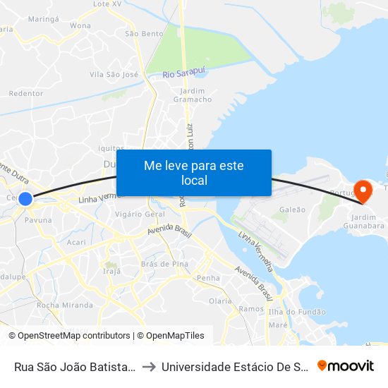 Rua São João Batista | Praça Do Skate to Universidade Estácio De Sá Ilha Do Governador map