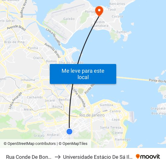 Rua Conde De Bonfim, 438-452 to Universidade Estácio De Sá Ilha Do Governador map