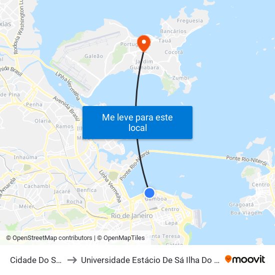 Cidade Do Samba to Universidade Estácio De Sá Ilha Do Governador map