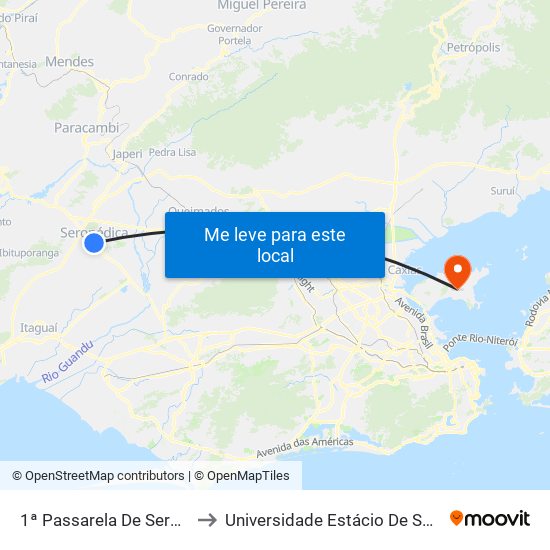 1ª Passarela De Seropédica (Rua 11) to Universidade Estácio De Sá Ilha Do Governador map