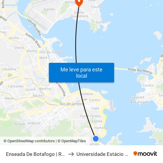 Enseada De Botafogo | Rua Visconde De Ouro Preto to Universidade Estácio De Sá Ilha Do Governador map